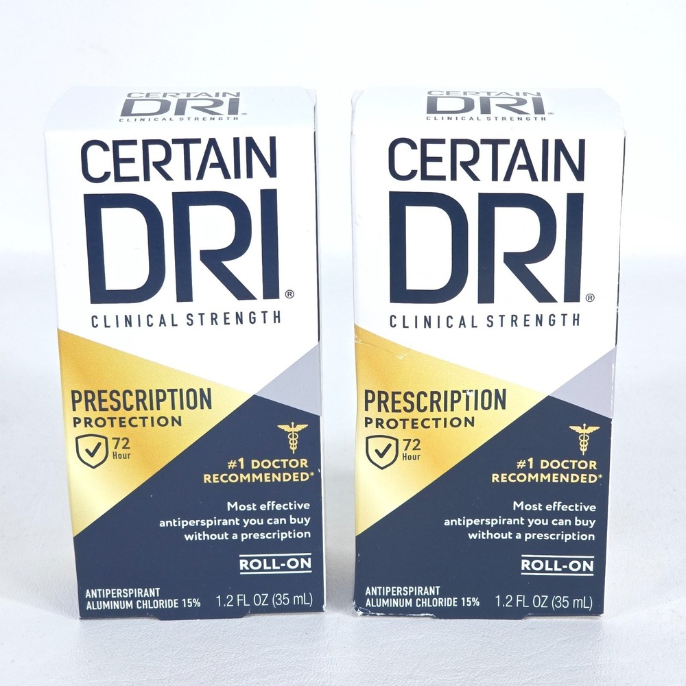 2 Pk Certain Dri Clinical Strength Roll On Antiperspirant 1.2oz‎ Hyperhidrosis